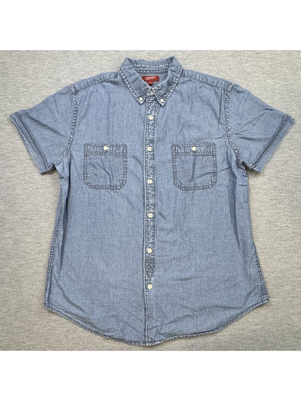 Arizona Jean Co. Button-Down Denim Shirt Mens Size L Blue Short Sleeve Cotton